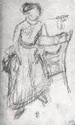 Edgar Degas Study of Helene Rouart sitting on the Arm of a Chair oil painting